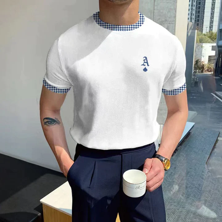 Silk T Shirt Men Summer Short Sleeve