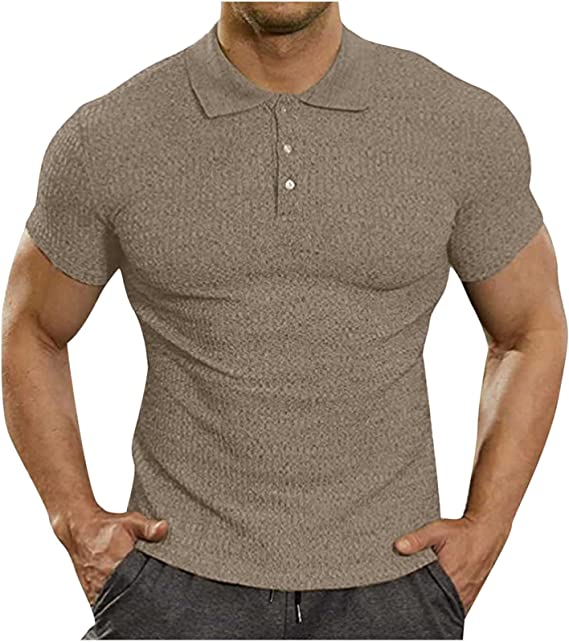 Shirts For Men Half Button Lapel Collar Short Sleeve