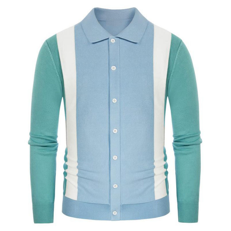 Men Striped 3 Tones Shirts Button Down