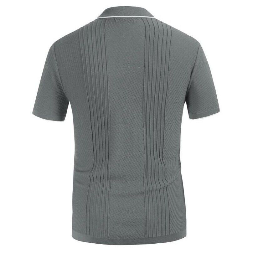 Mens Striped Shirt Button Down Casual Short Sleeve