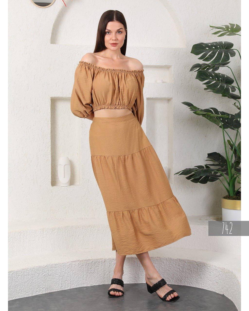 A set of skirt and a top