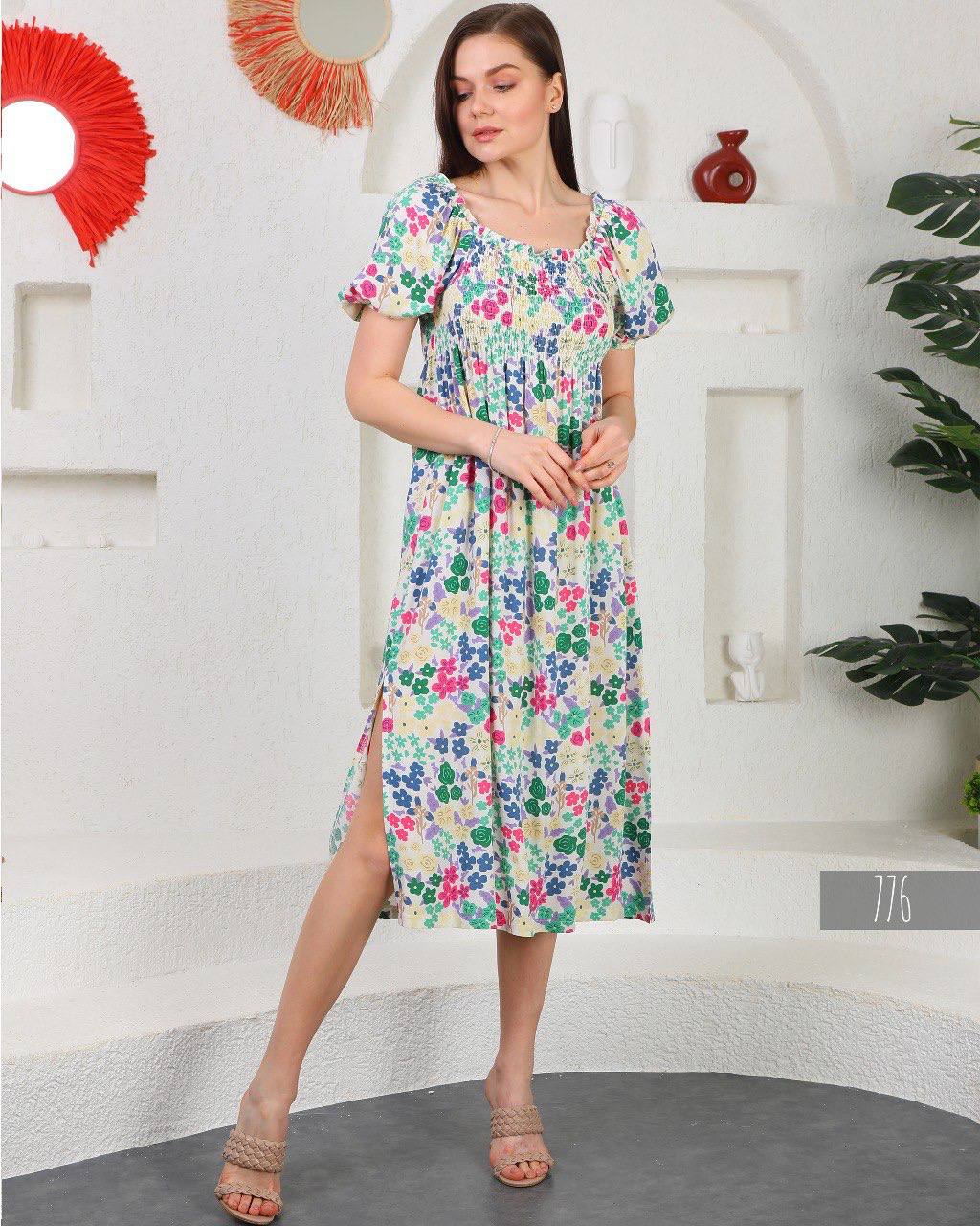 Floral Print Square Neck Dress