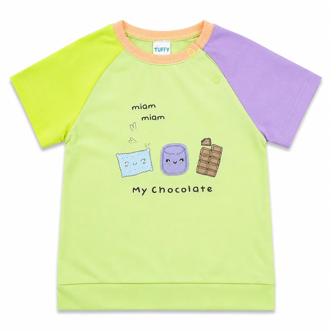 Tuffy Kids T-Shirt - My Chocolate Cartoon Print - Short Sleeve Cotton Tee color option
