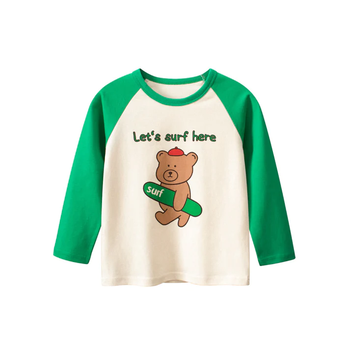 Toddler T-Shirt Crew Neck Tops Kids Casual Party Bear Printed Pullover