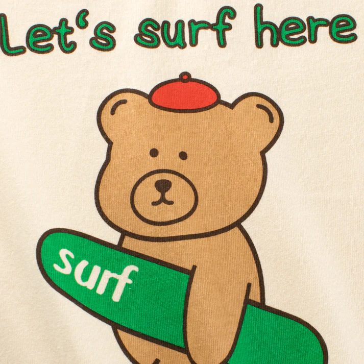 Toddler T-Shirt Crew Neck Tops Kids Casual Party Bear Printed Pullover