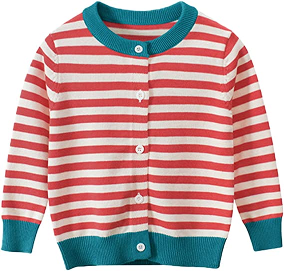 Girls Cardigan Sweater Crewneck Long Sleeve