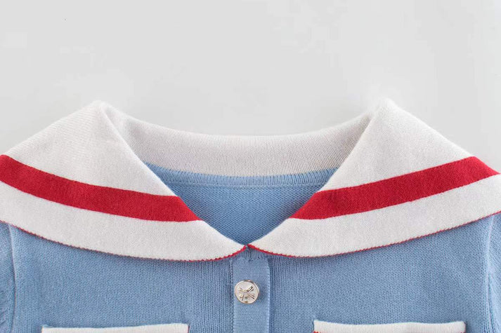 Girls Collar Top Combo Skirt Sets