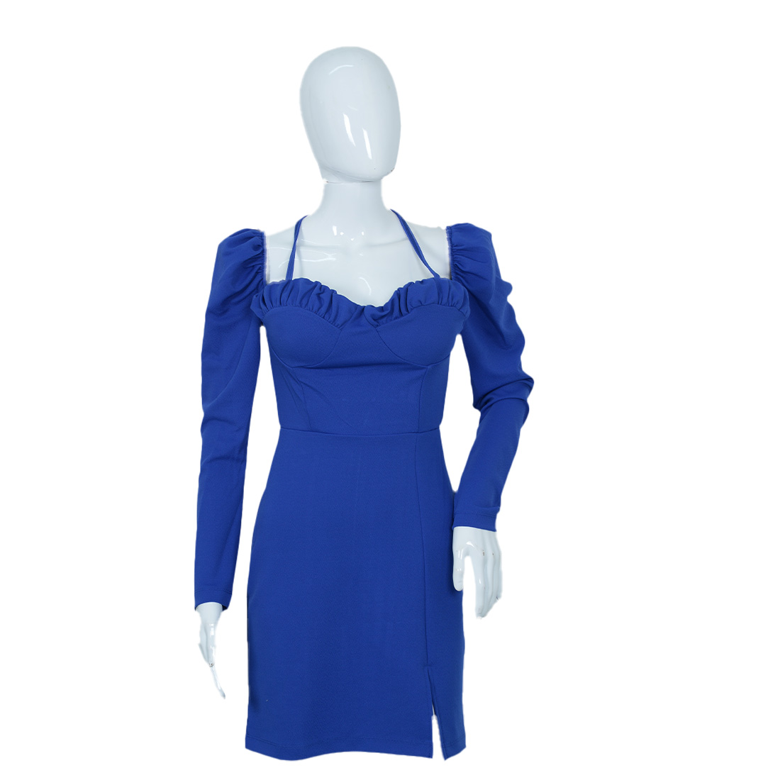 Women's Long Puff Sleeve Mini Bodycon Dress