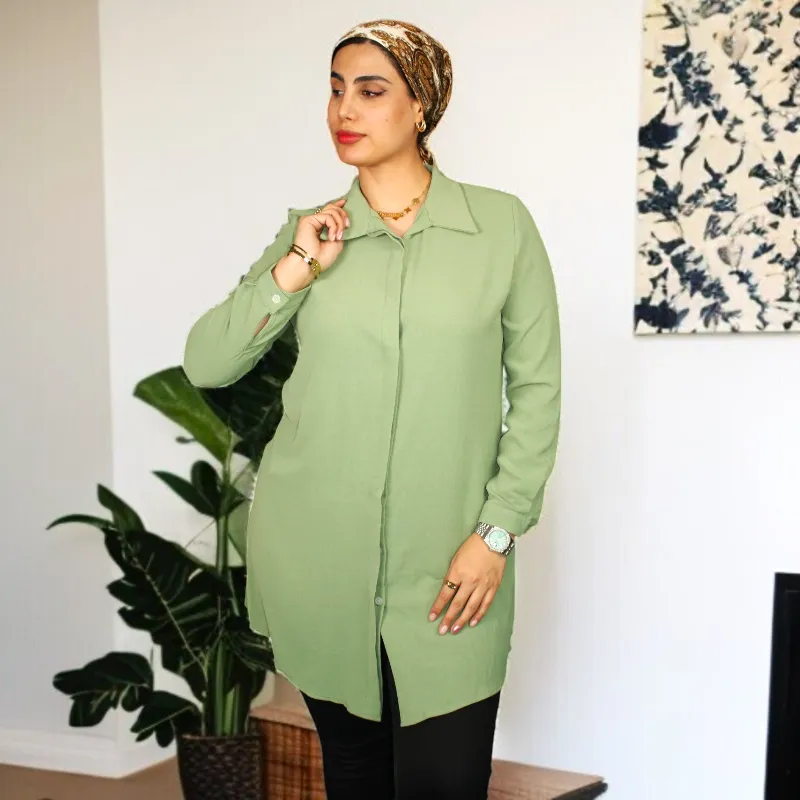 Women's Shirt Collar Straight Long Sleeve
