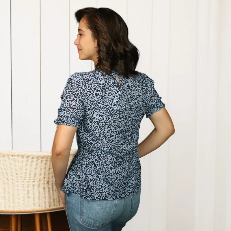 Women's Short Sleeve Tiger Print Blouse