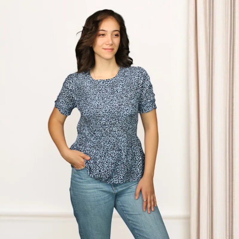 Women's Short Sleeve Tiger Print Blouse