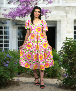 Woman's Lilac Floral Midi Dress