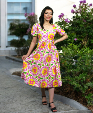 Woman's Lilac Floral Midi Dress
