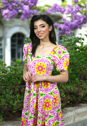 Woman's Lilac Floral Midi Dress