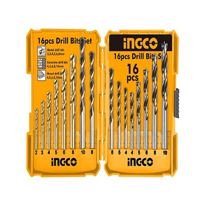 INGCO 16pcs Metal, Concret and wood drill bits set