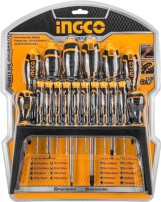 Ingco 18 Pcs screwdriver and precision screwdriver set.