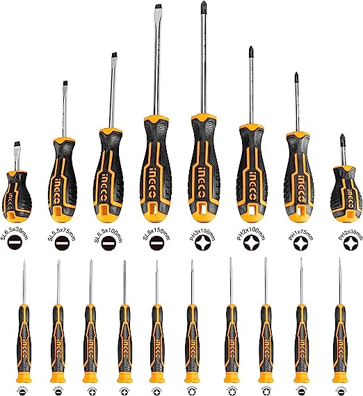 Ingco 18 Pcs screwdriver and precision screwdriver set.