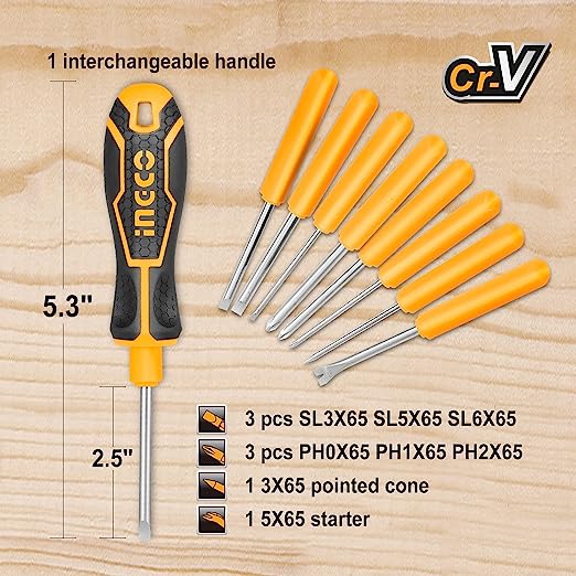 Ingco aKISD0901 Screwdriver Set - 9 Pieces
