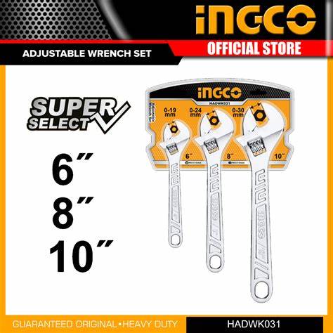 Ingco HADWK031– 3 Pcs Adjustable Wrench Set