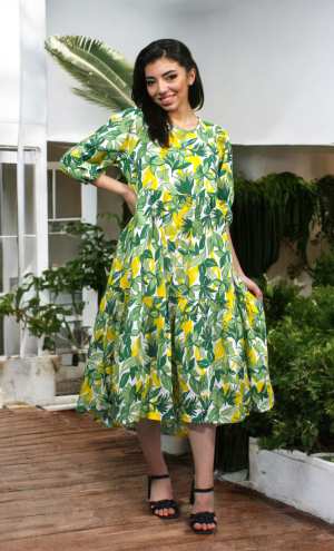 Women's Lilac Floral Midi Dress