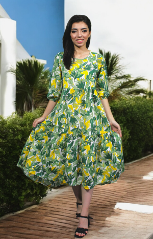 Women's Lilac Floral Midi Dress