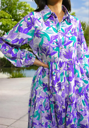 Women's Lilac Floral Midi Dress