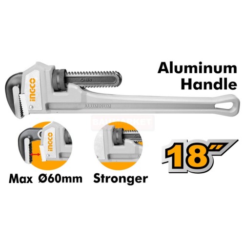 Ingco Aluminum Handle Pipe Wrench