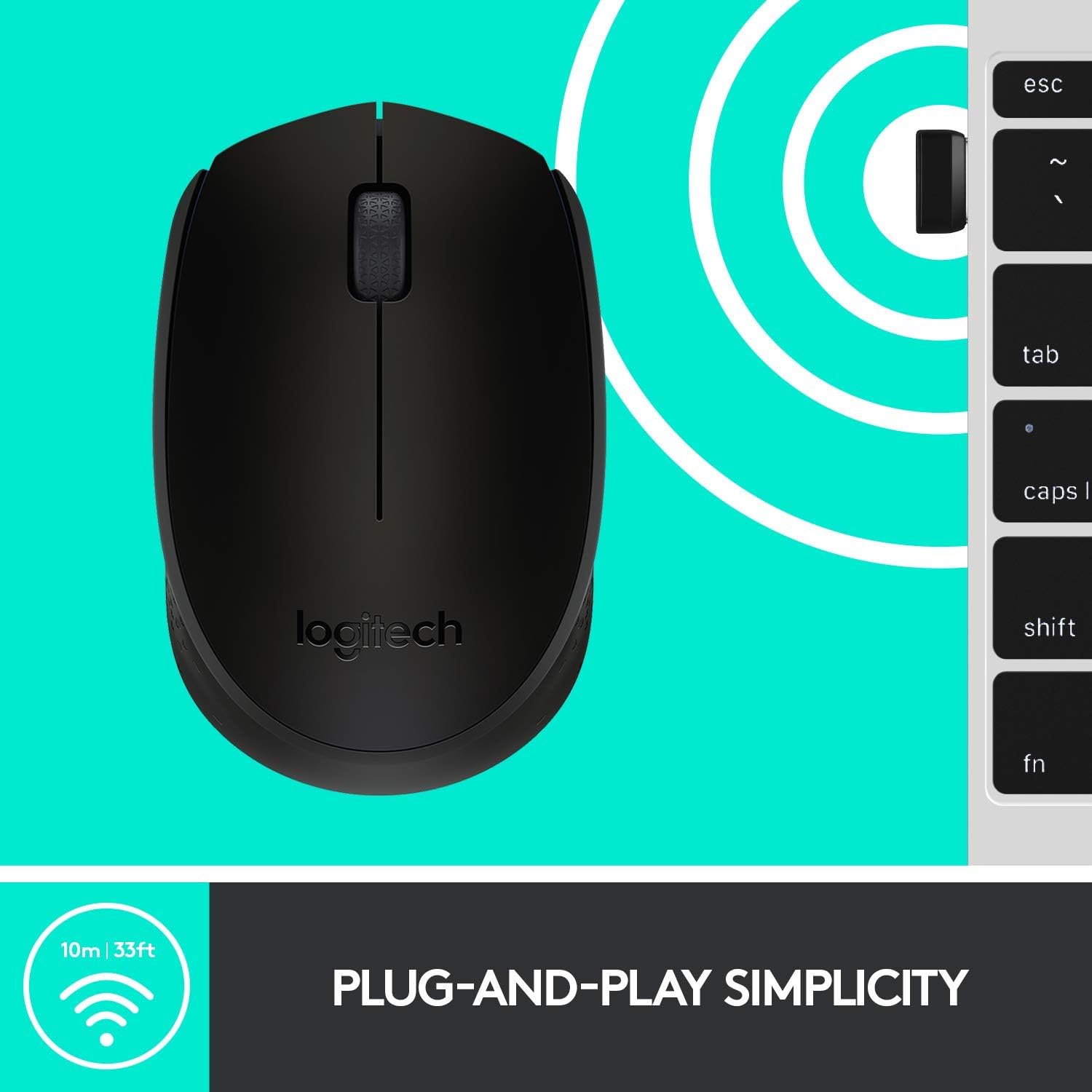 Logitech Wireless Optical Mouse -  M171