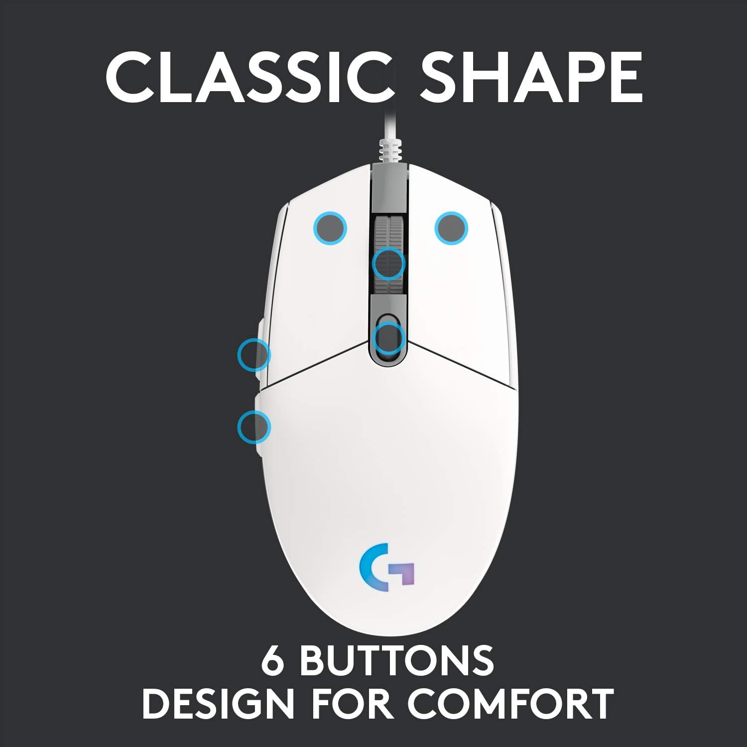 Logitech Mouse Gaming Wired 6 Button-G203