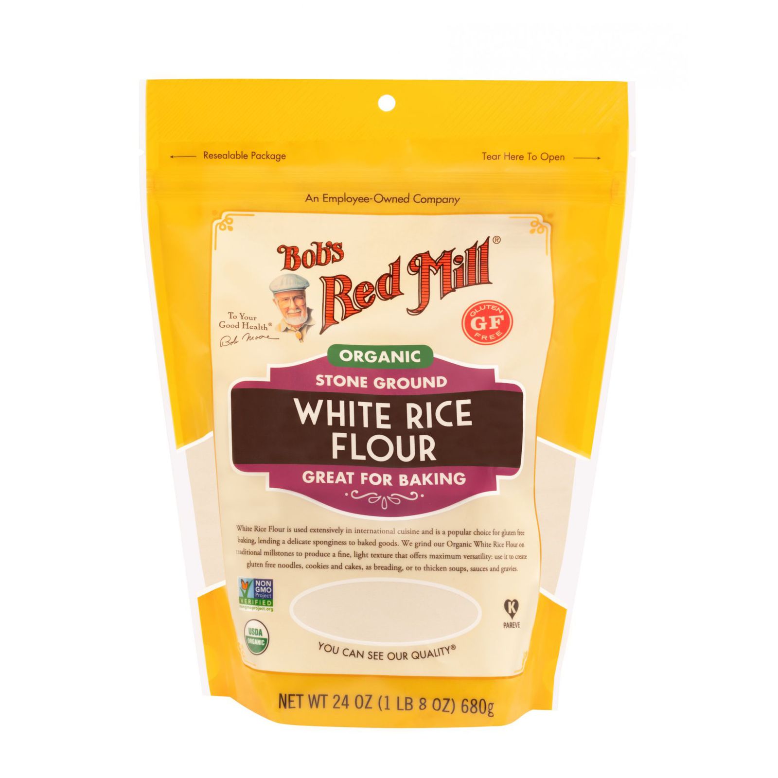 Organic stone ground white rice flour
