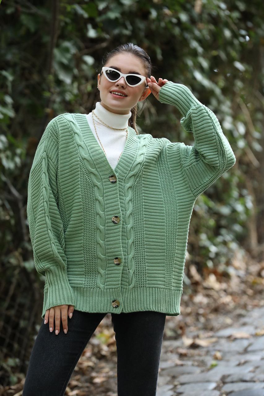 Women's Buttoned Oversize Knitwear Cardigan