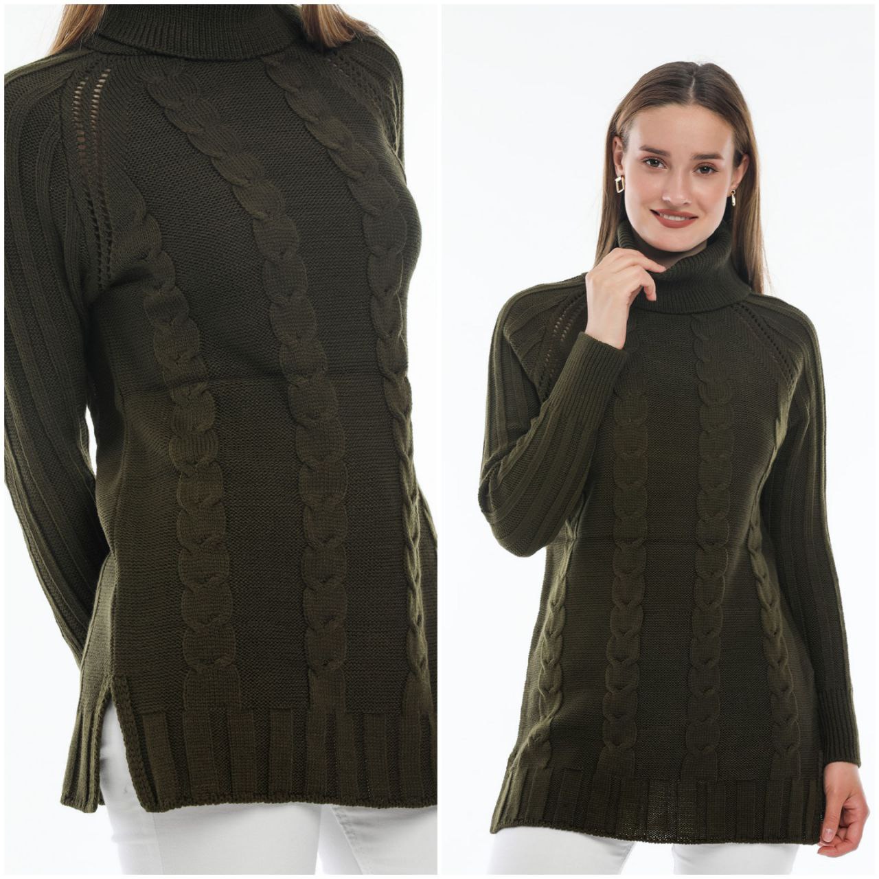 Knit High Neck Long Sleeves Sweater