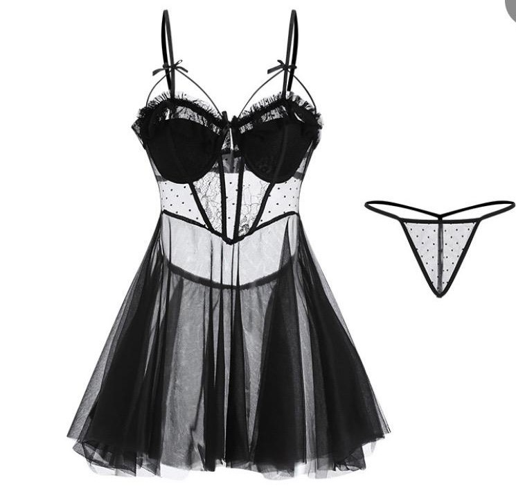 Women Sexy Lace Nightgown Suit