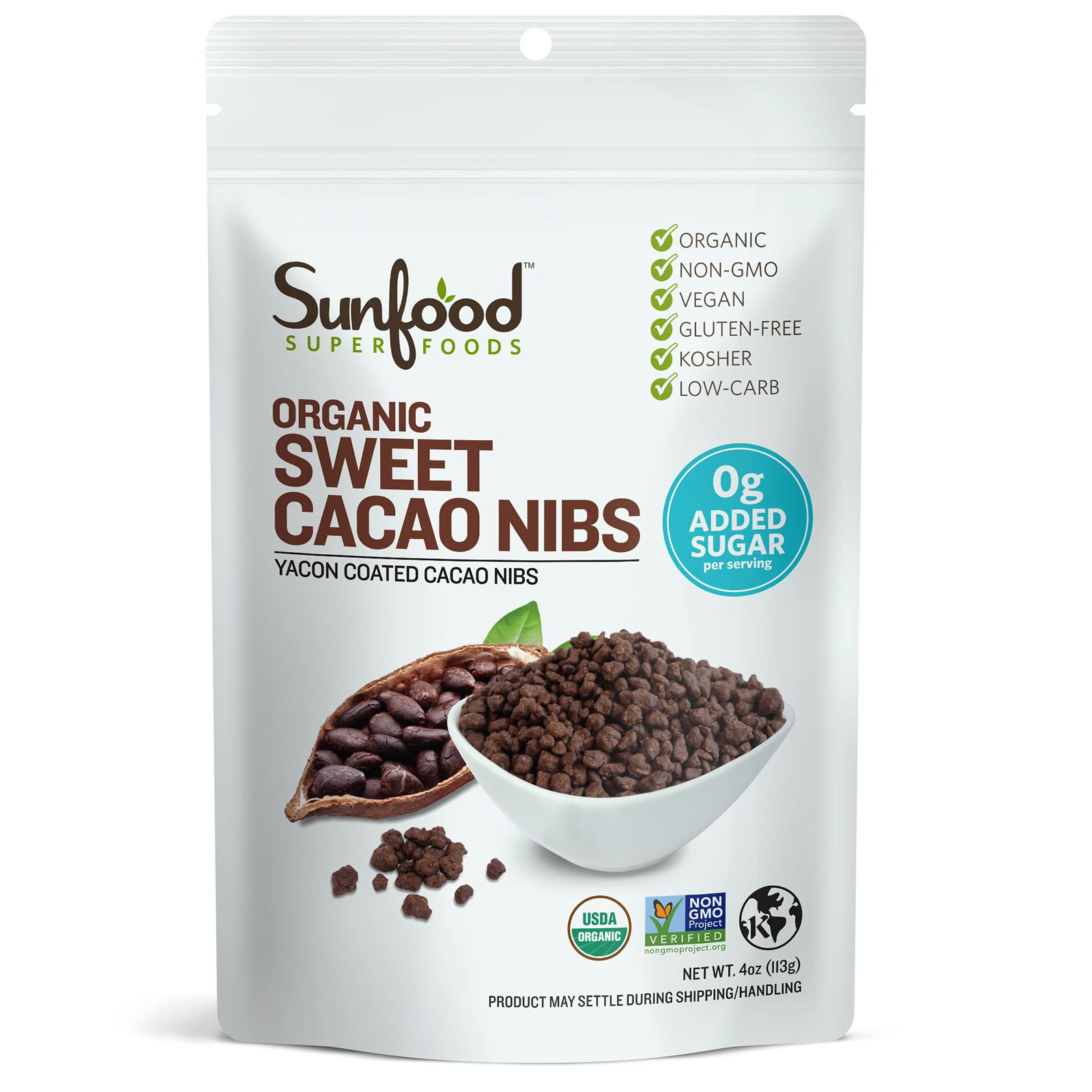 Organic sweet cacao nibs