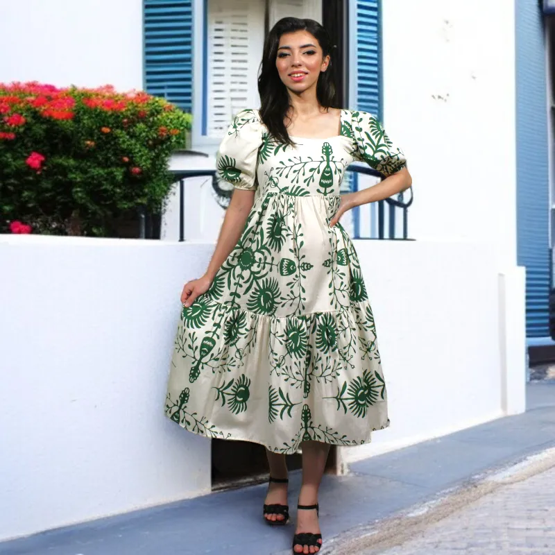 فستان صيفية نسائية بأكمام قصيرة