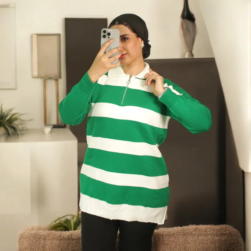 قميص بولو مخطط بأكمام طويلة