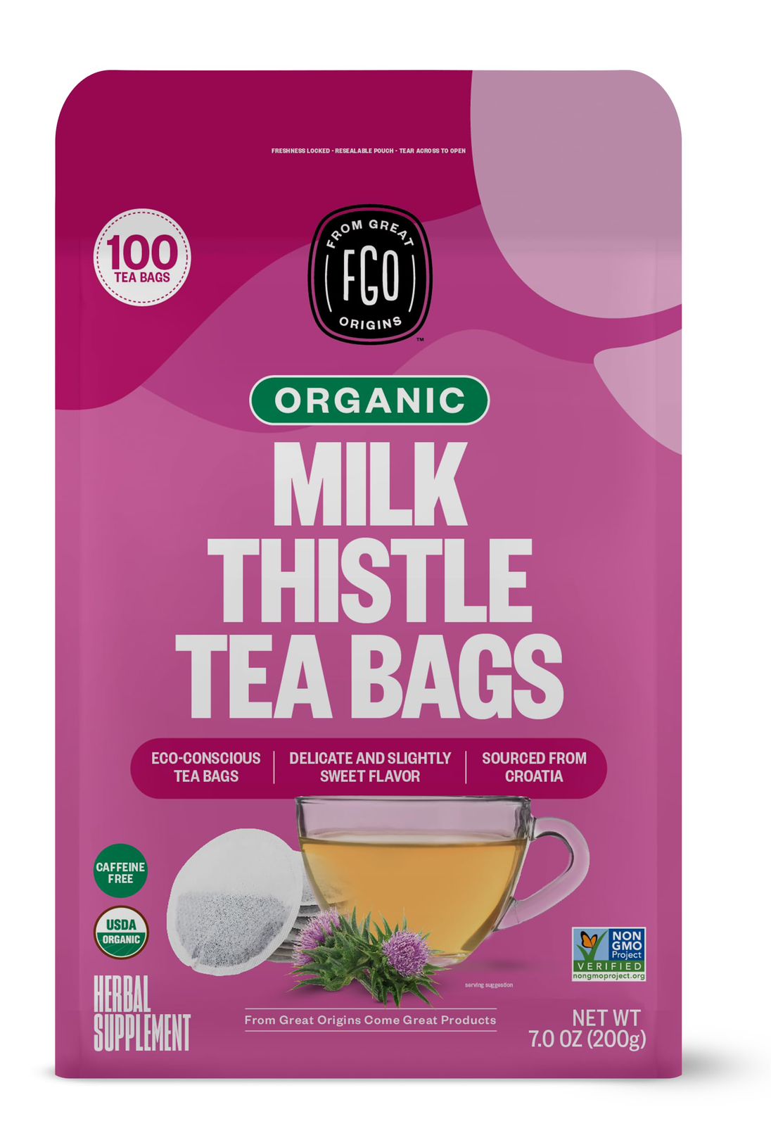 Organic milk thistle tea bags
