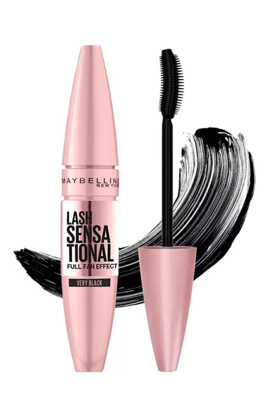 Maybelline Lash Sensational Washable Mascara, Lengthening and Volumizing for a Full Fan Effect, Very Black