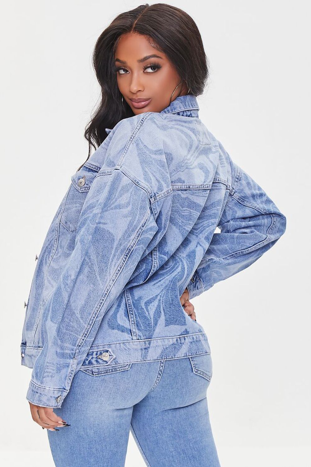 Abstract Print Denim Jacket
