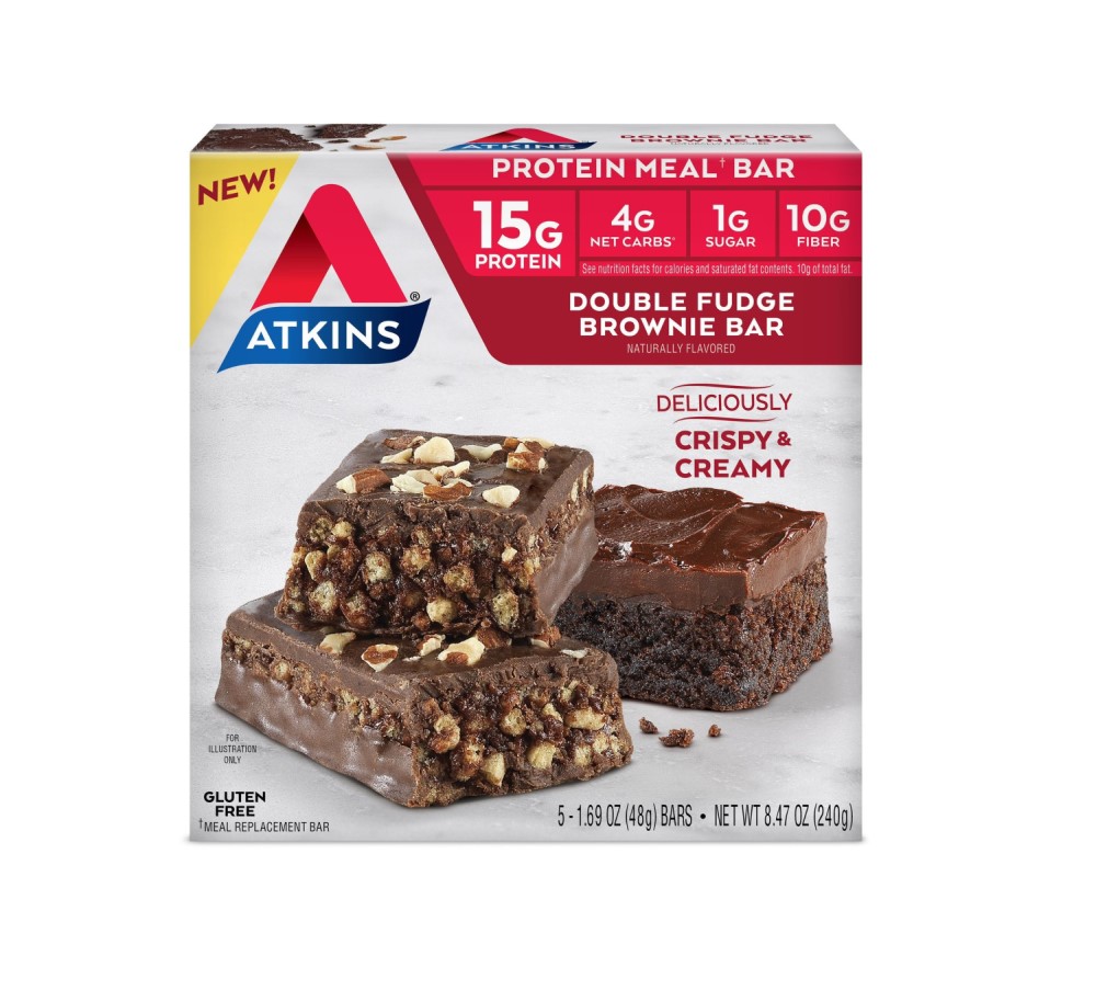 Atkins double fudge brownie bar naturally flavoured