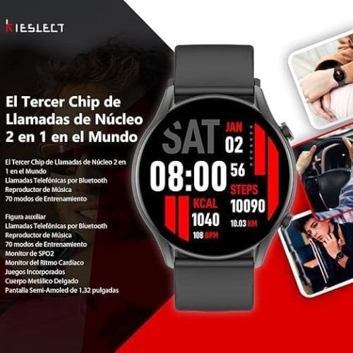 Kieslect Smart Watch, 1.32 Inch LCD Display, Black - YFT2024EU