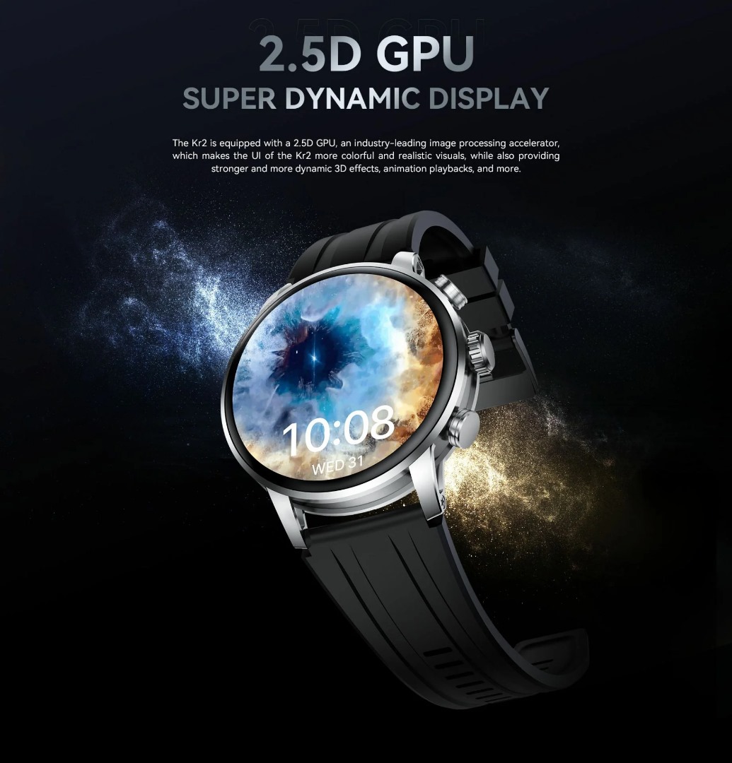 Kieslect KR2 Amoled Display Black Bluetooth Calling Smart Watch