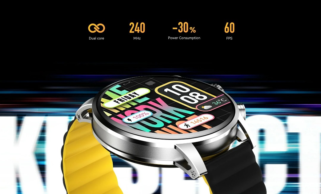 Kieslect KR2 Amoled Display Black Bluetooth Calling Smart Watch