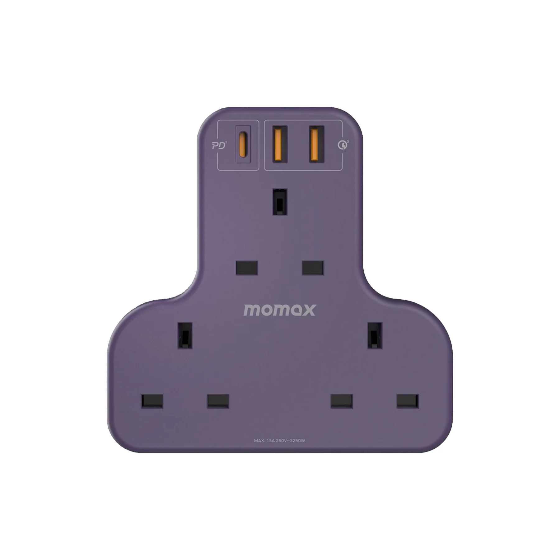 MOMAX ONEPLUG 3-Outlet T-shaped Extension Socket With USB