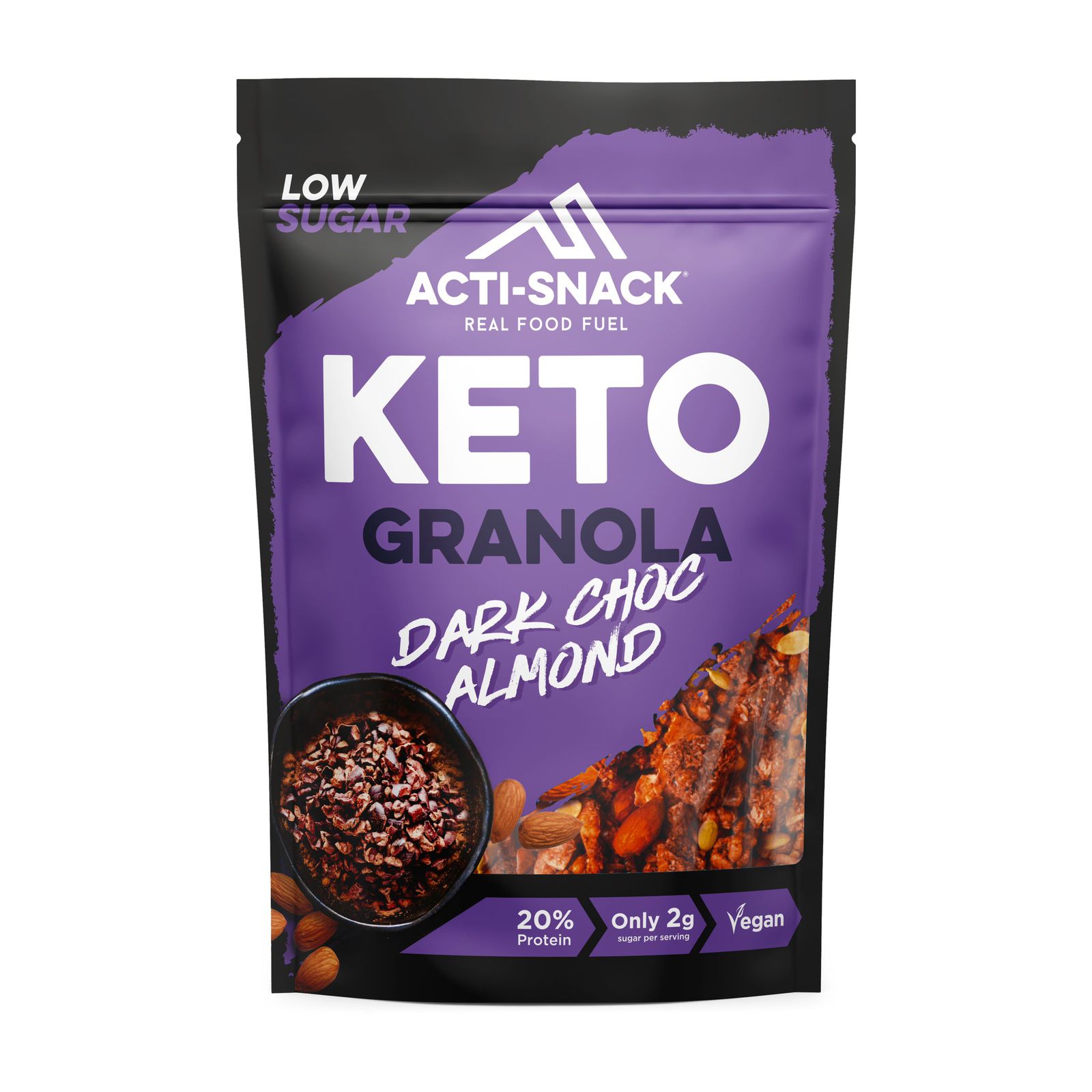 Keto dark choc almond granola