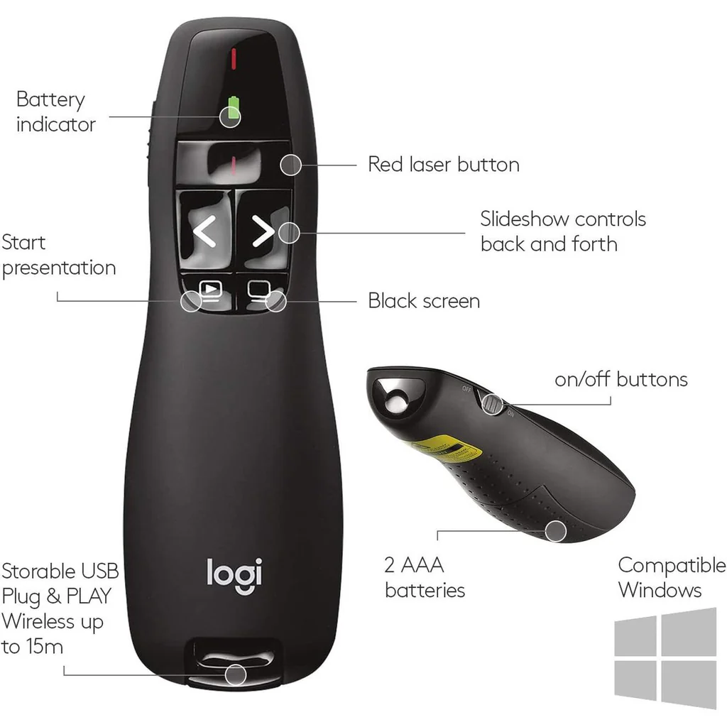 Logitech R400 Wireless Presenter with Laser Pointer