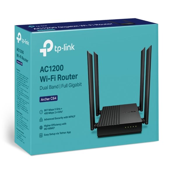 Tp-link Archer C64 AC1200 MU-MIMO WiFi Router- Wireless Router