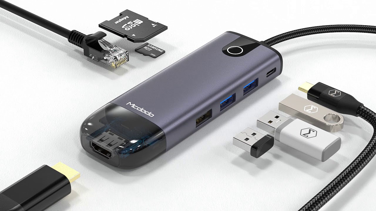 Mcdodo HU-7420 10 in 1 HUB HDMI USB-A 2.0*2 USB-A 3.0*2 VGA USB-C (PD 100W) Gigabit LAN SD/TF Card