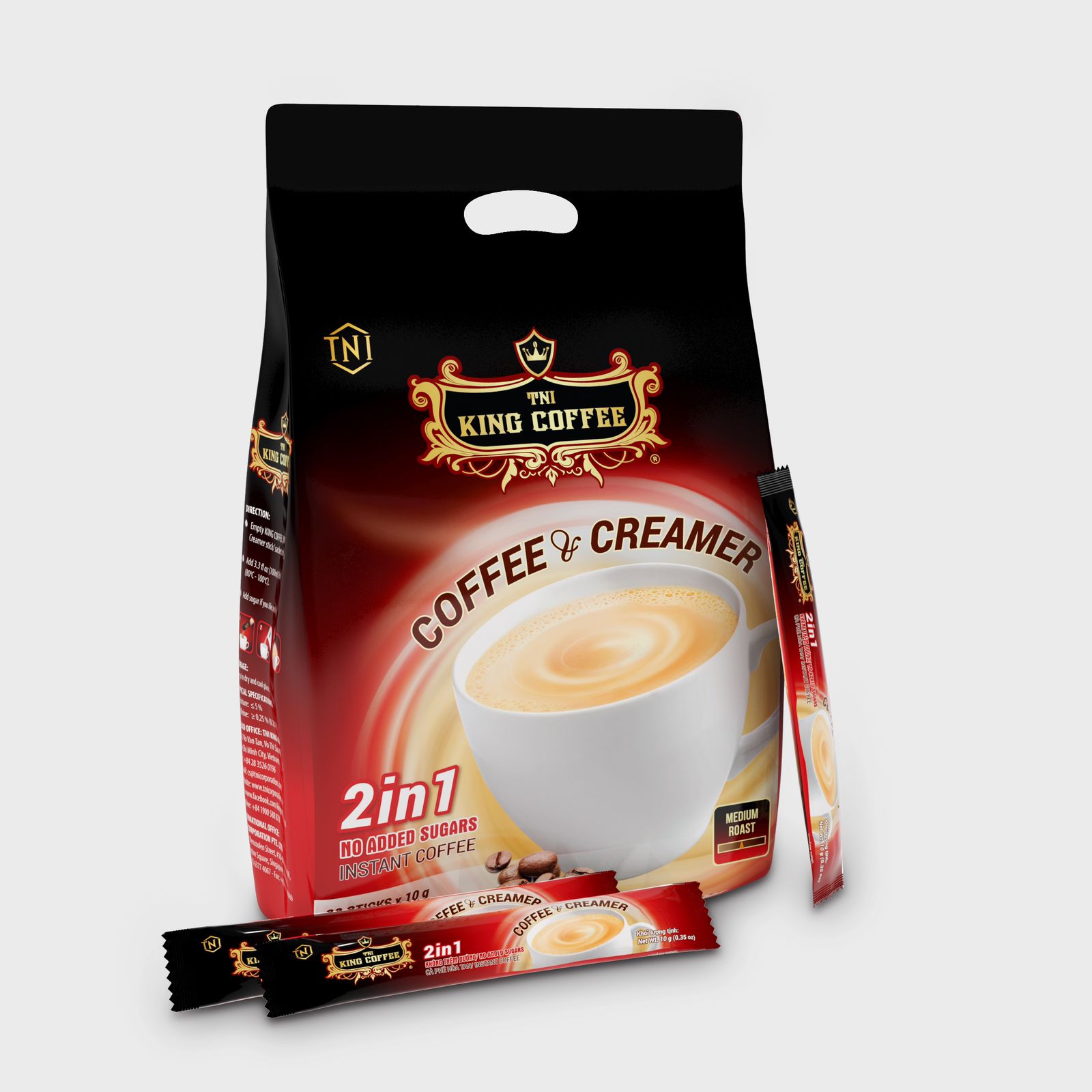 King Coffee 2 in 1 `Instant Coffee and Creamer- bag of 22 sticks