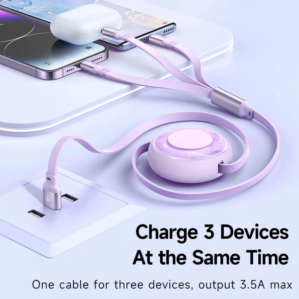 3 in 1 USB-A to Lightning+Micro+Type-C Data Cable